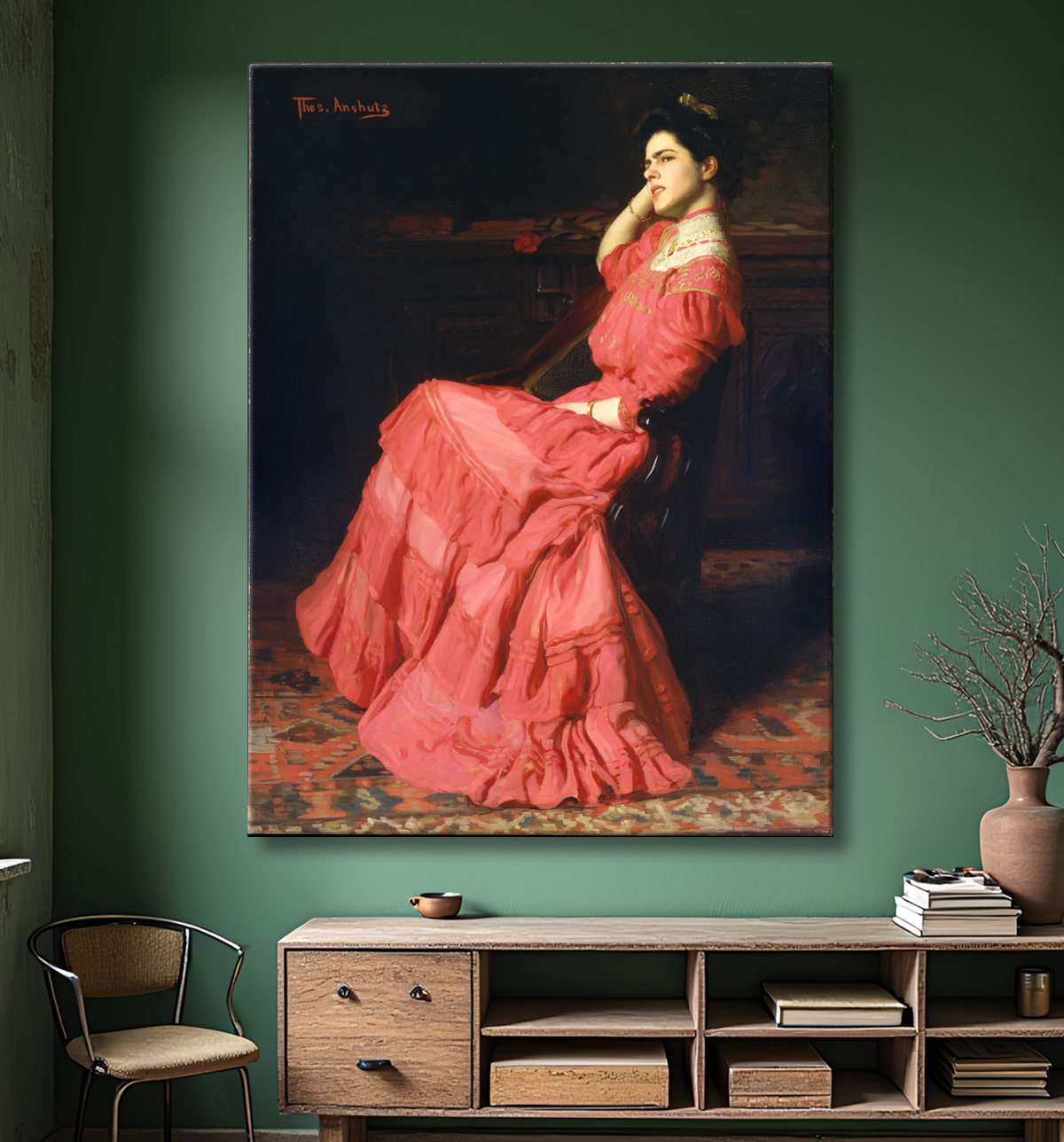 Reproduction une rose de Thomas Anshutz avec decor
