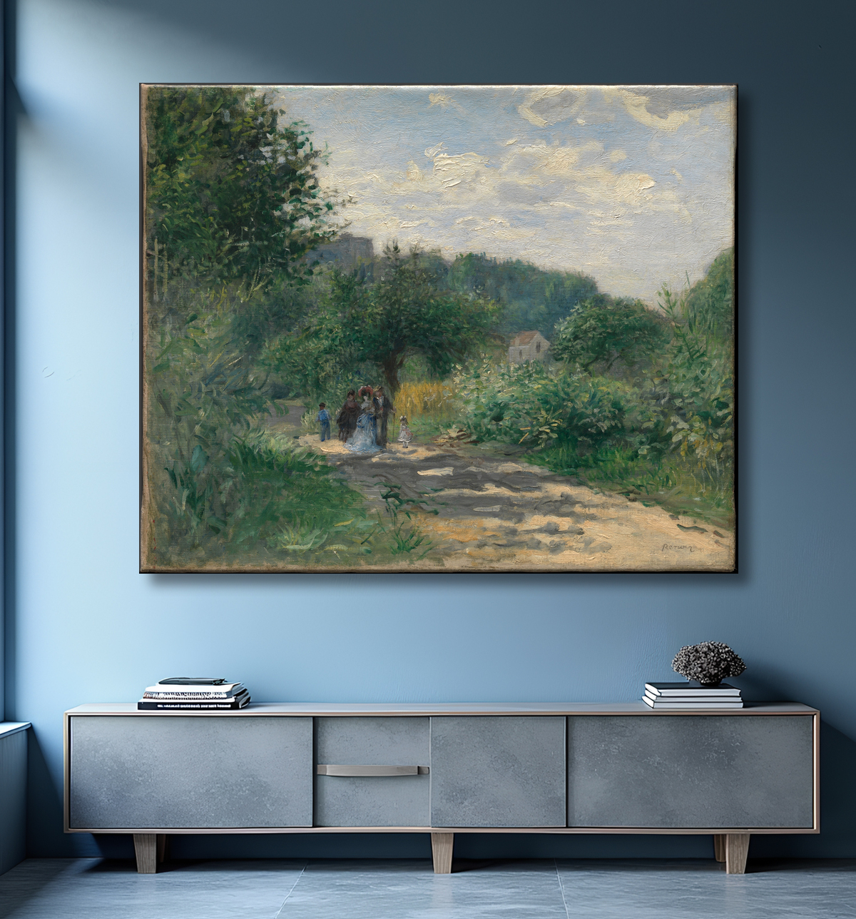Reproduction Une route à Louveciennes de Auguste Renoir avec decor