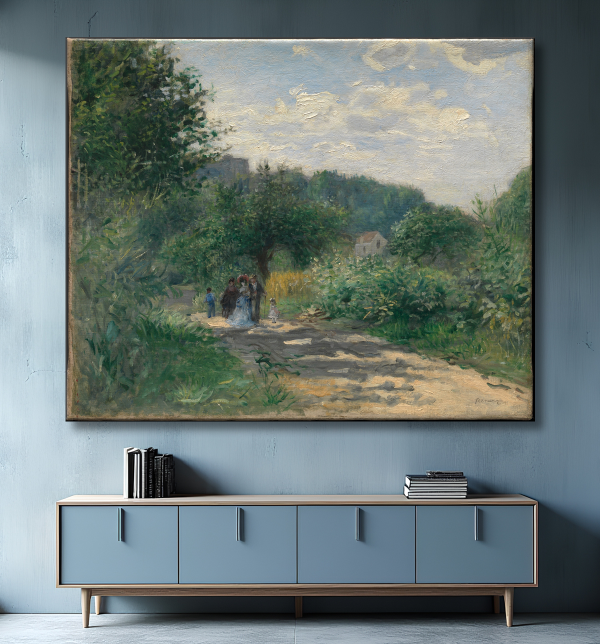 Reproduction Une route à Louveciennes de Auguste Renoir avec decor