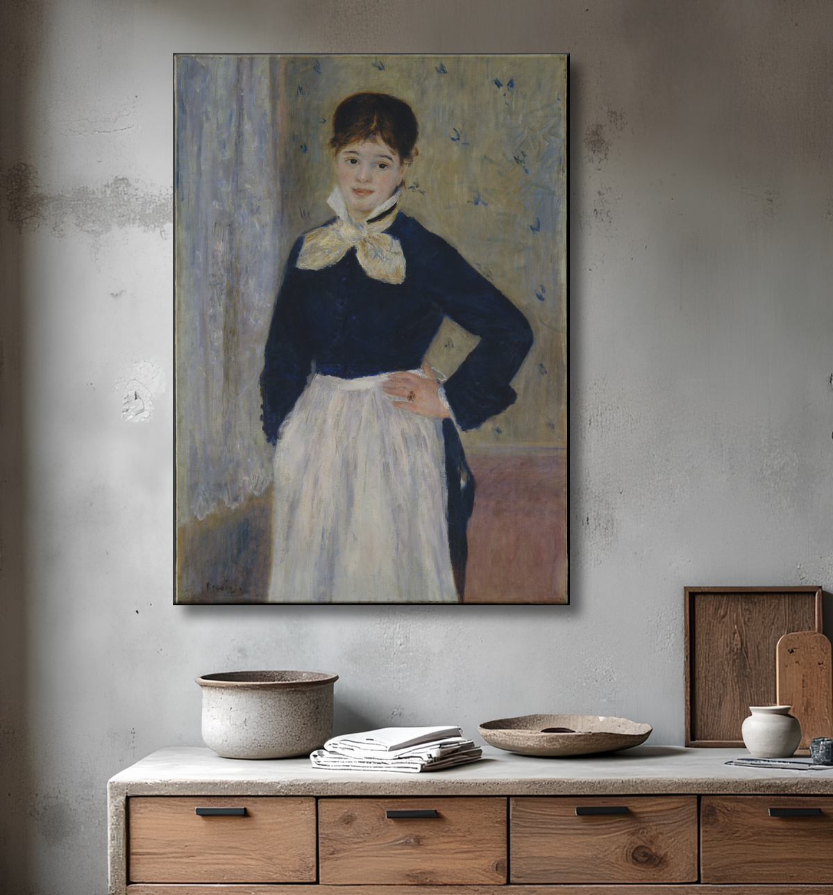 Reproduction Une serveuse au restaurant Duval's de Auguste Renoir avec decor