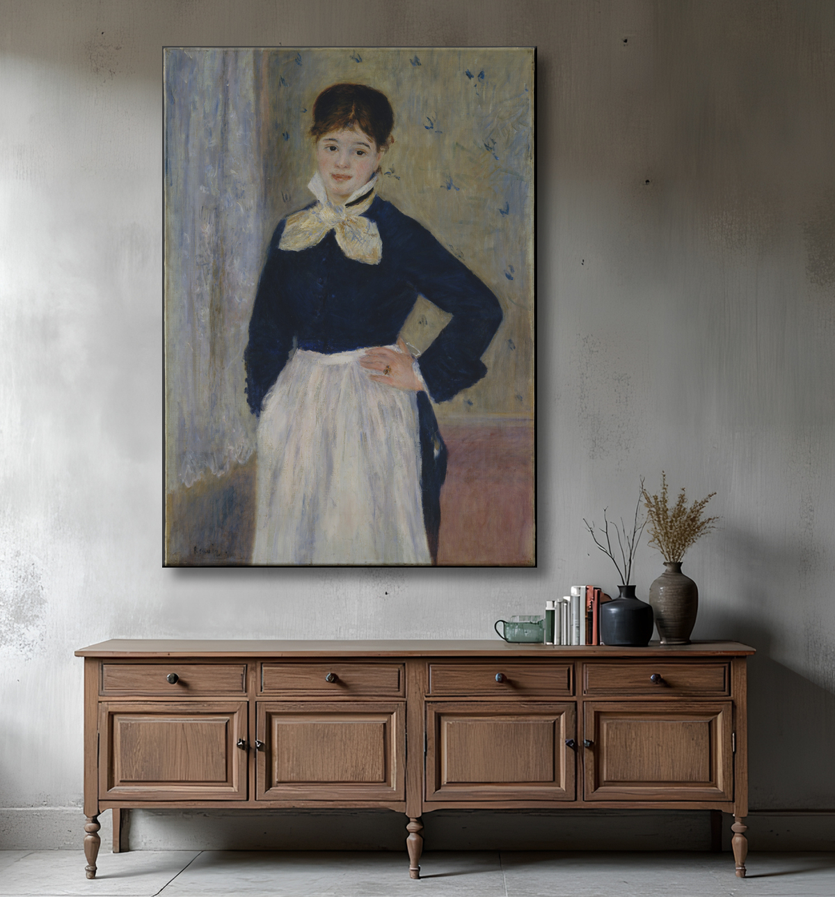 Reproduction Une serveuse au restaurant Duval's de Auguste Renoir avec decor