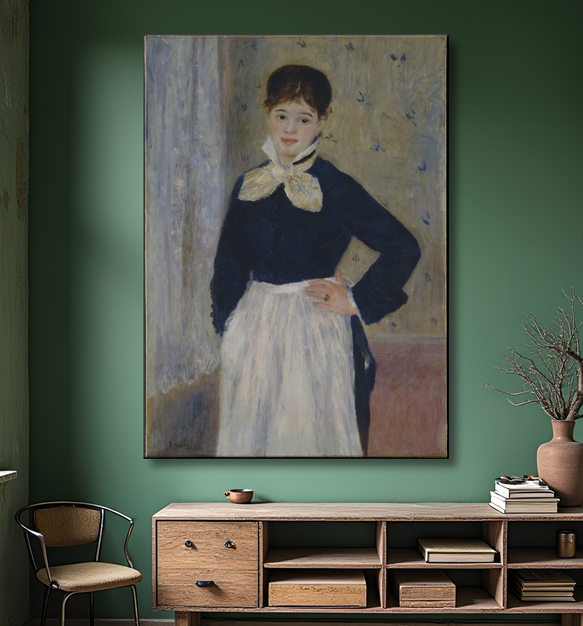 Reproduction Une serveuse au restaurant Duval's de Auguste Renoir avec decor