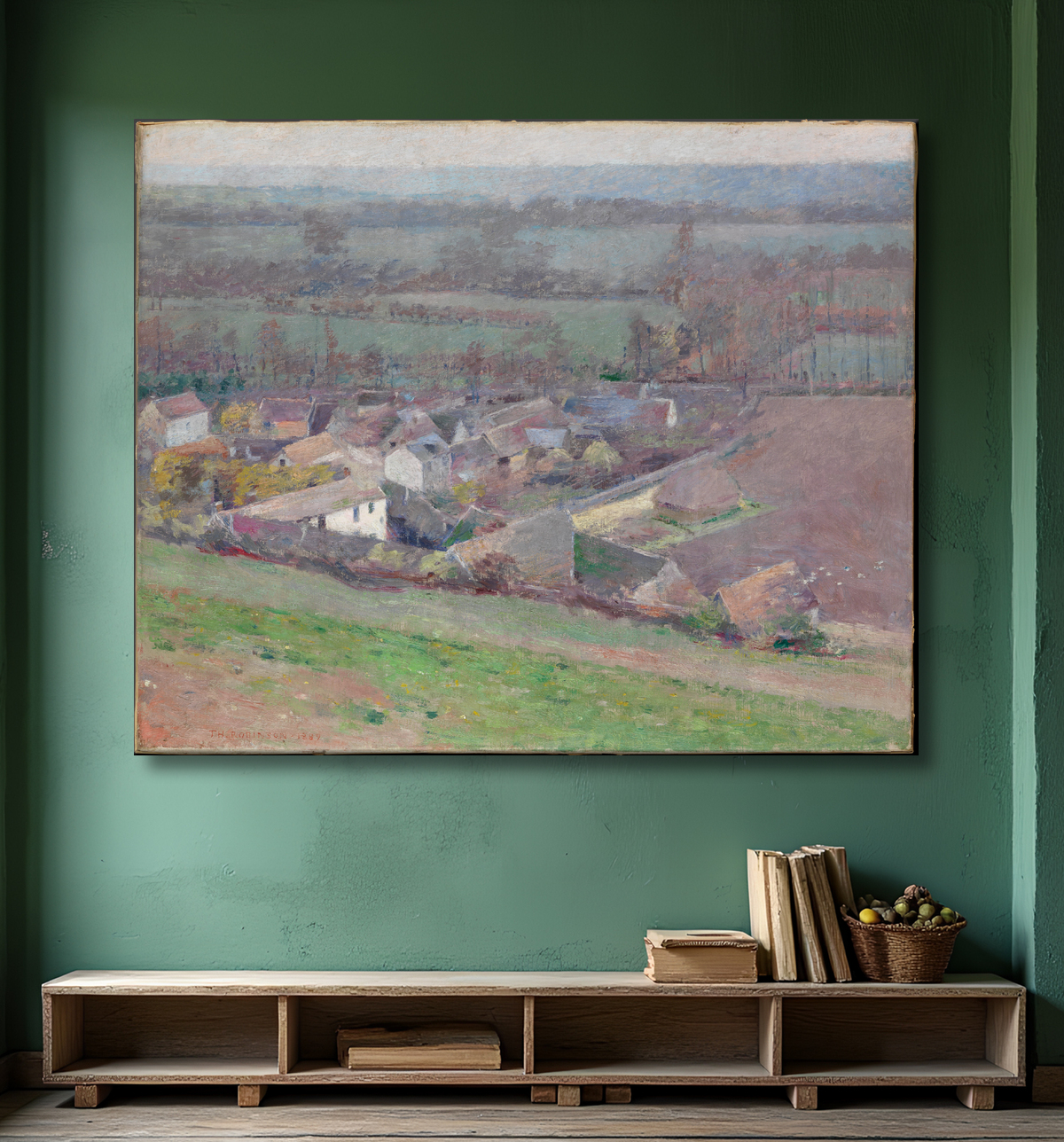 Reproduction Une vue à vol d'oiseau de Theodore Robinson avec decor