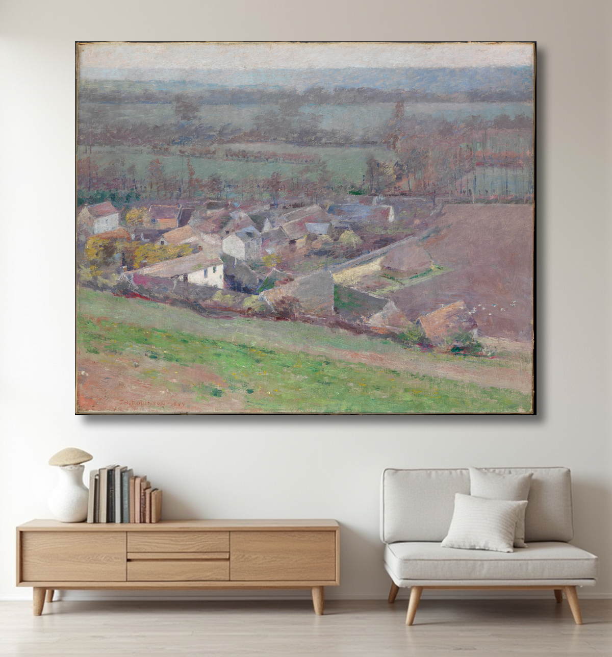 Reproduction Une vue à vol d'oiseau de Theodore Robinson avec decor