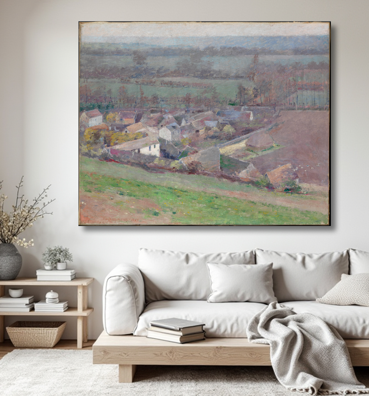 Reproduction Une vue à vol d'oiseau de Theodore Robinson avec decor