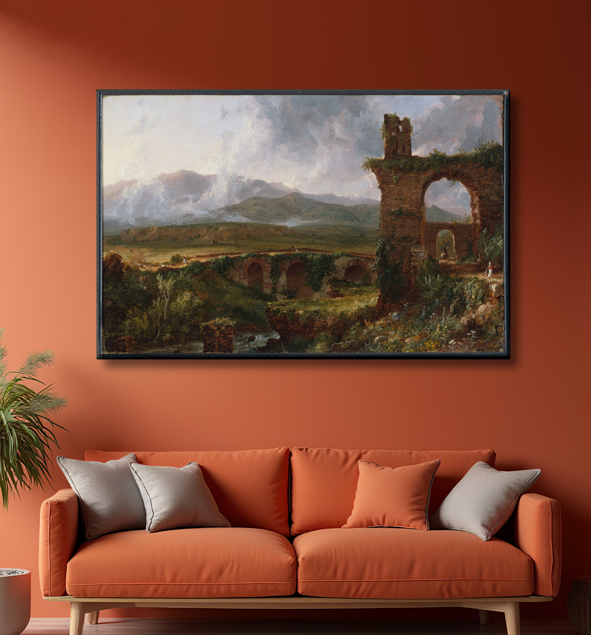 Reproduction Une vue près de Tivoli (matin) de Thomas Cole avec decor