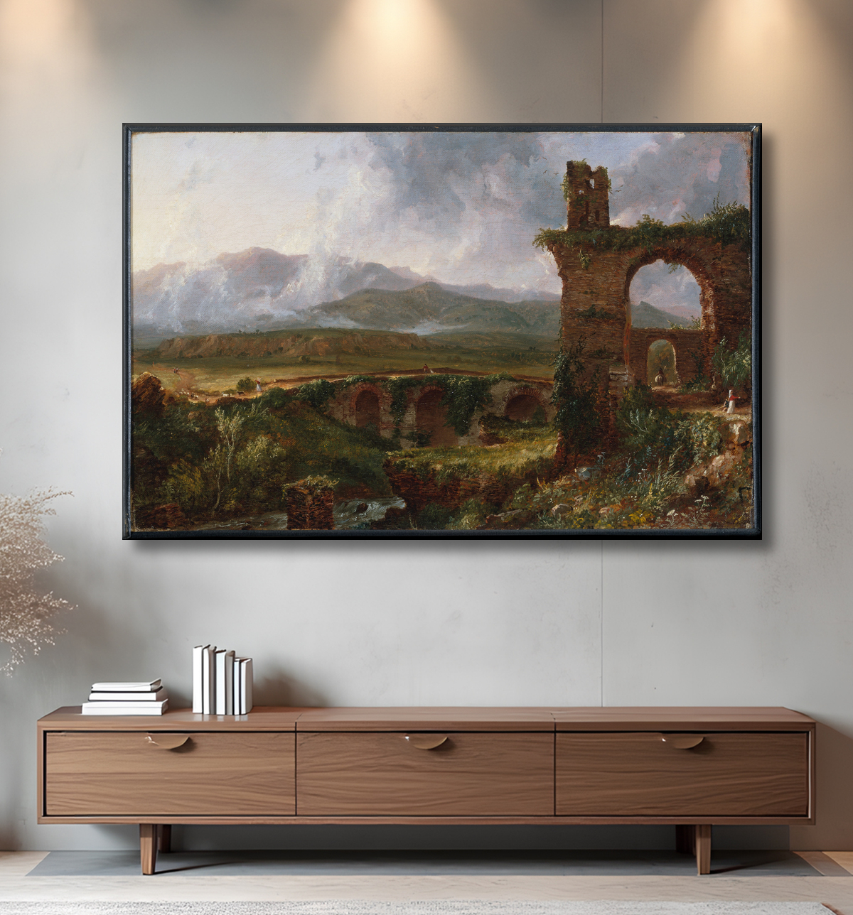 Reproduction Une vue près de Tivoli (matin) de Thomas Cole avec decor