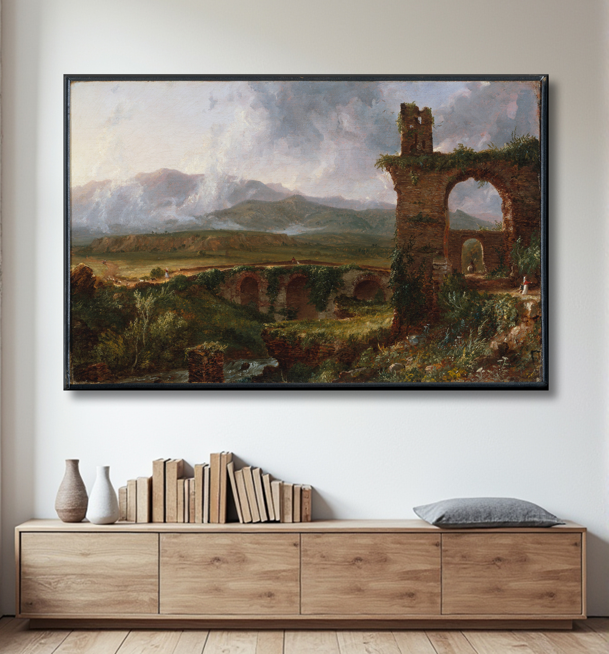 Reproduction Une vue près de Tivoli (matin) de Thomas Cole avec decor