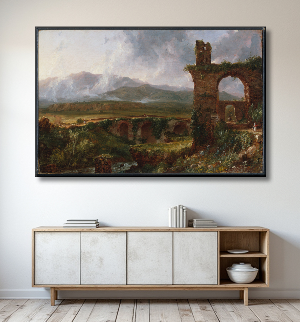 Reproduction Une vue près de Tivoli (matin) de Thomas Cole avec decor