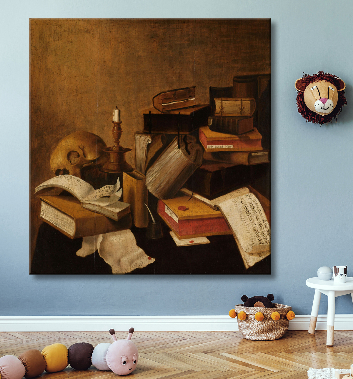Reproduction Vanitas Nature morte aux livres de anonymous avec decor