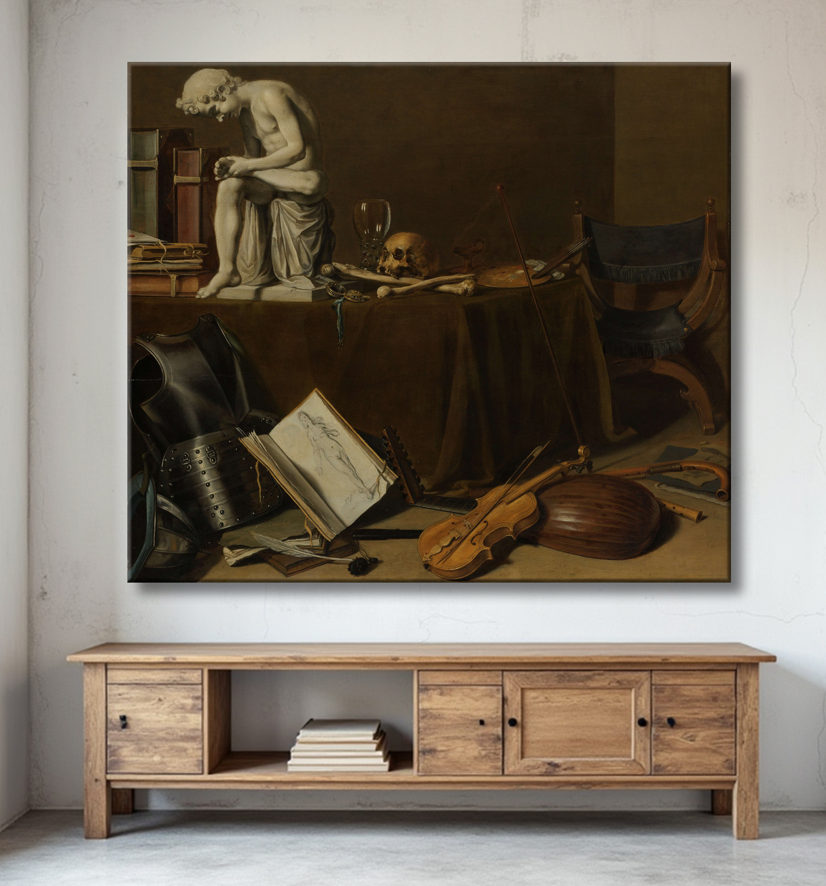 Reproduction Vanitas Nature Morte avec le Spinario de Pieter Claesz avec decor