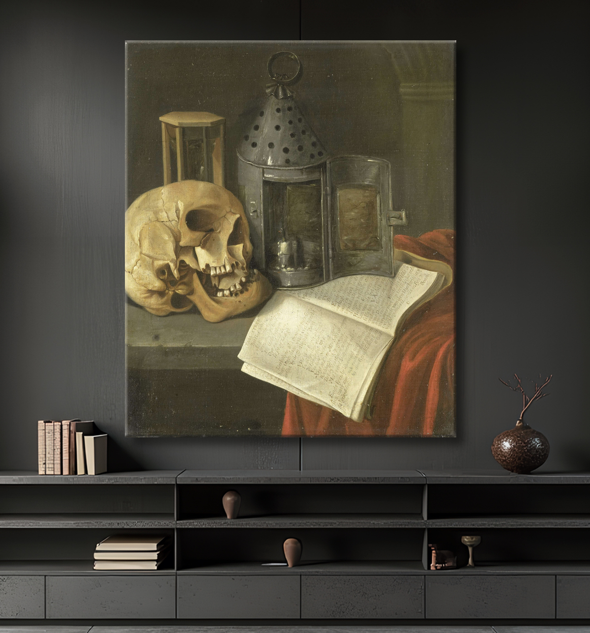 Reproduction Vanité Nature Morte de B. Schaak avec decor