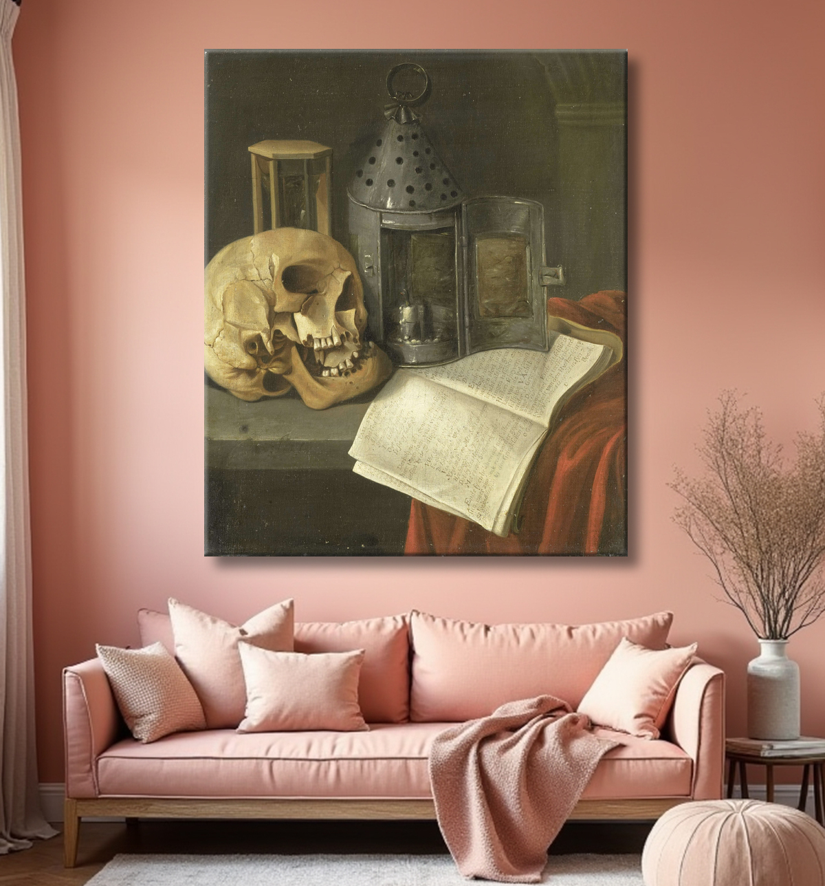 Reproduction Vanité Nature Morte de B. Schaak avec decor