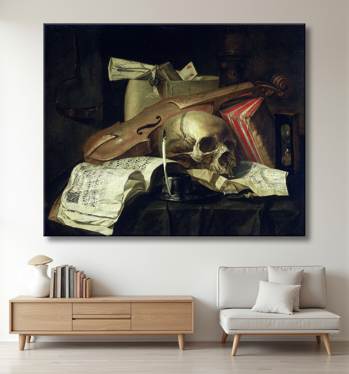 Reproduction Vanité nature morte de N.L. Peschier avec decor