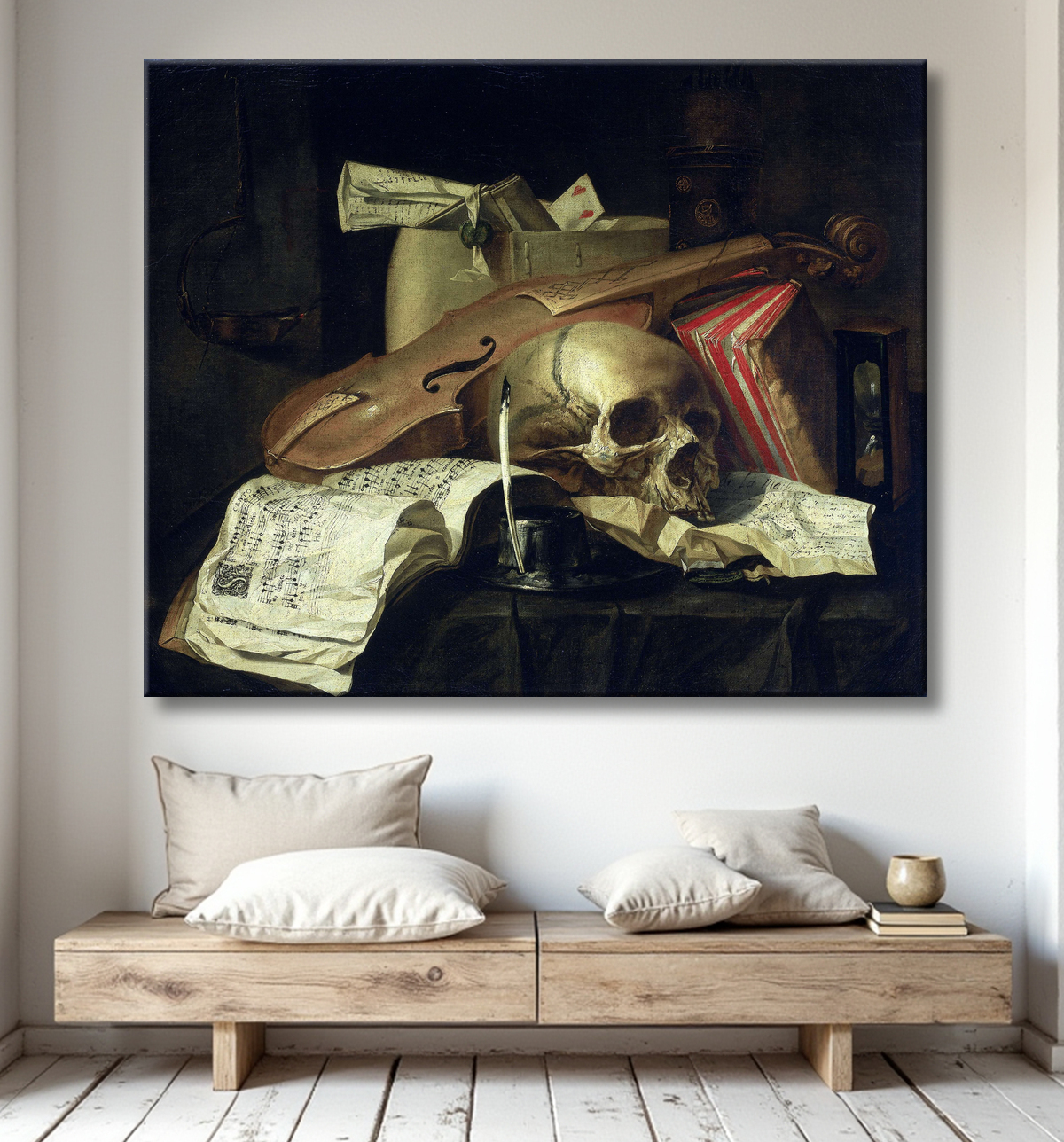 Reproduction Vanité nature morte de N.L. Peschier avec decor