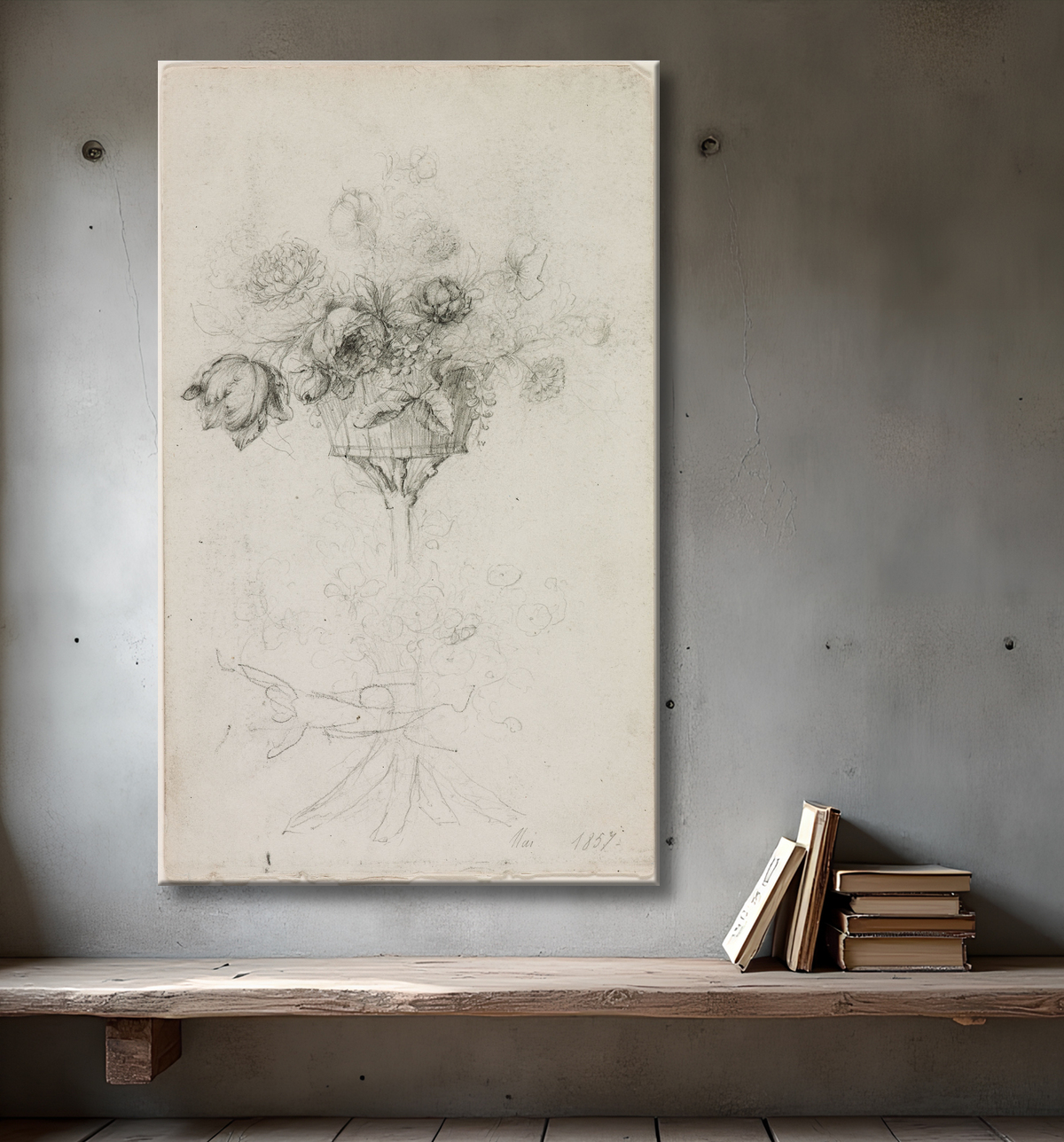 Reproduction Vase de fleurs de Pierre-Auguste Renoir avec decor
