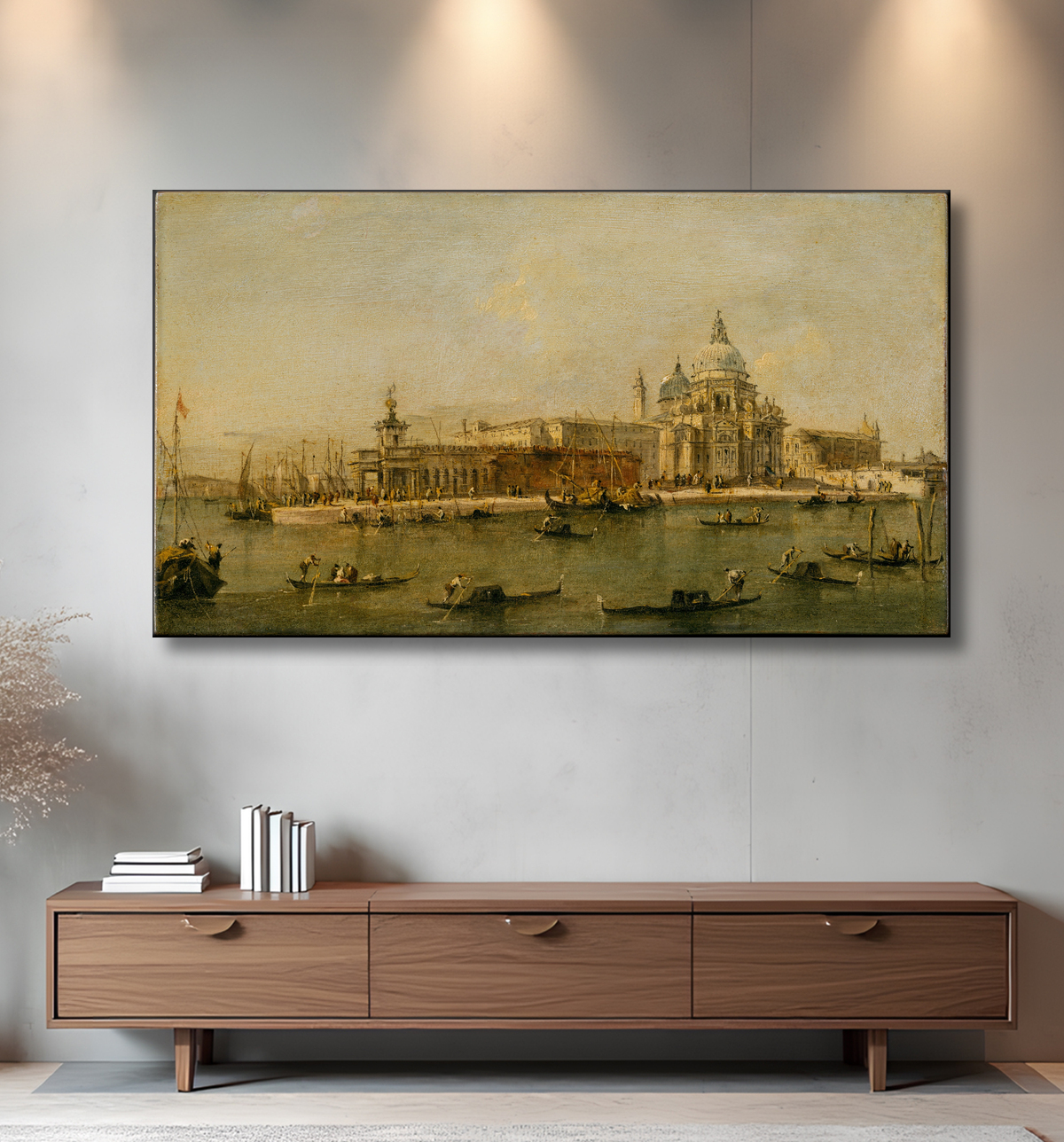 Reproduction Venise : La Dogana et Santa Maria della Salute de Francesco Guardi avec decor