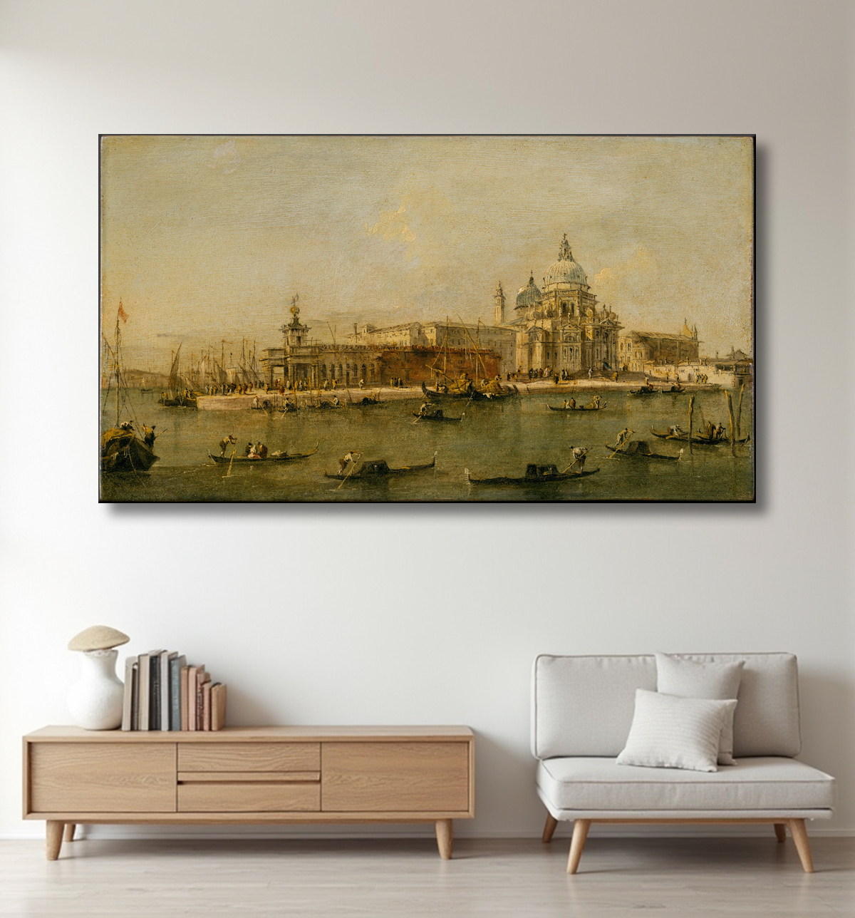 Reproduction Venise : La Dogana et Santa Maria della Salute de Francesco Guardi avec decor