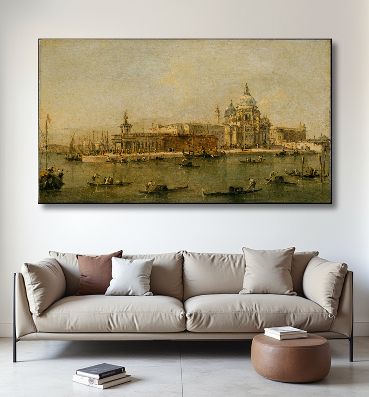 Reproduction Venise : La Dogana et Santa Maria della Salute de Francesco Guardi avec decor