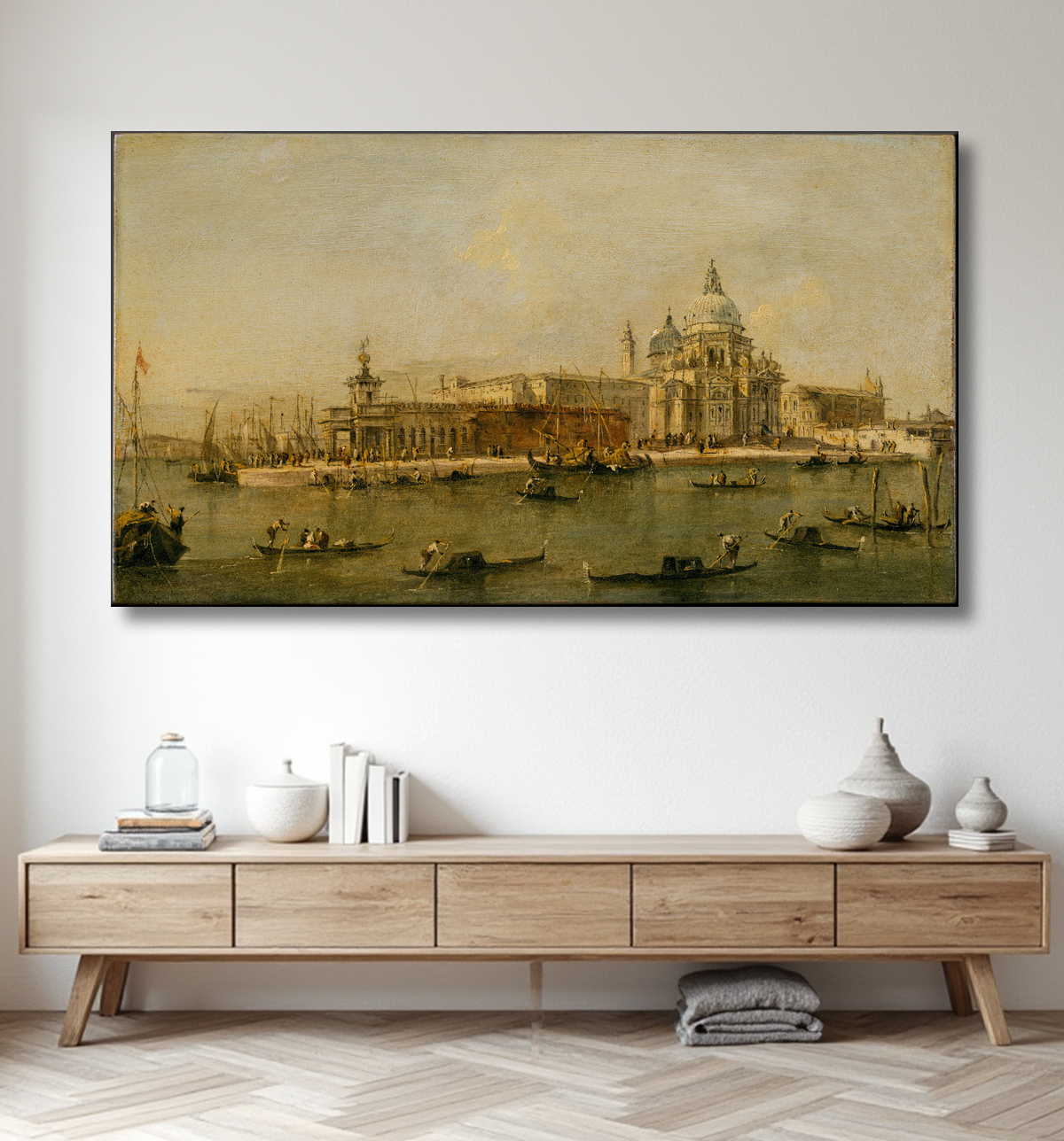 Reproduction Venise : La Dogana et Santa Maria della Salute de Francesco Guardi avec decor