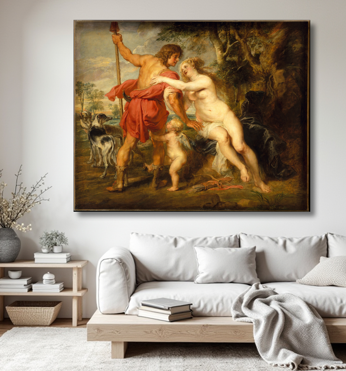 Reproduction Vénus et Adonis de Peter Paul Rubens avec decor