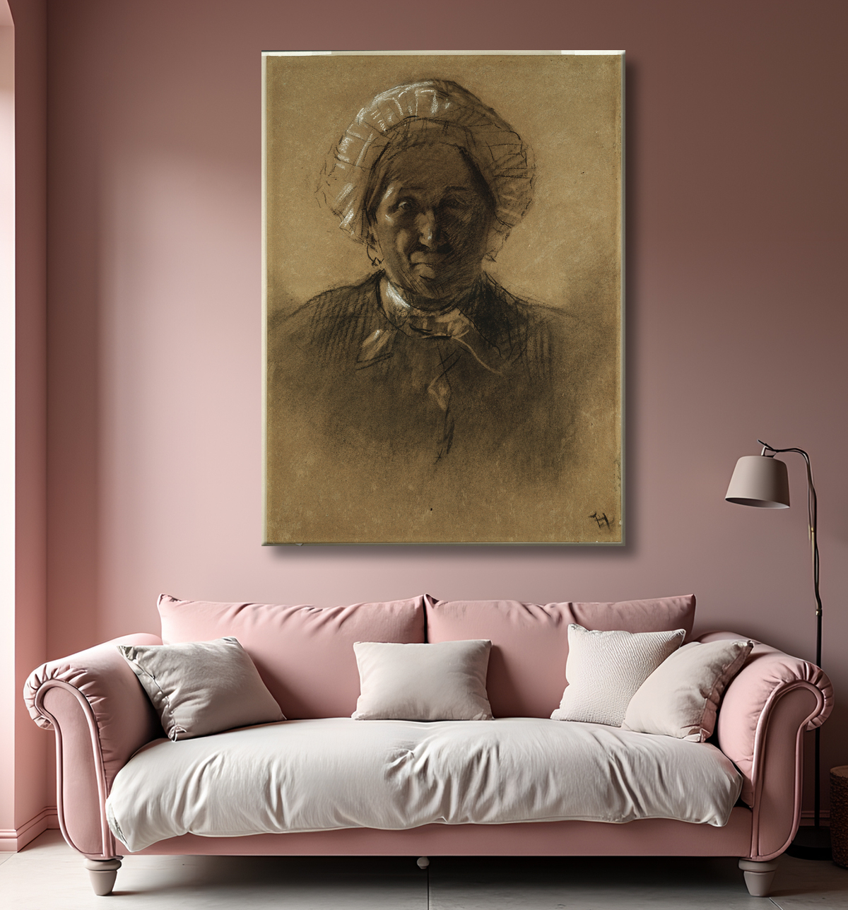 Reproduction Vieille femme de Henri de Toulouse-Lautrec avec decor
