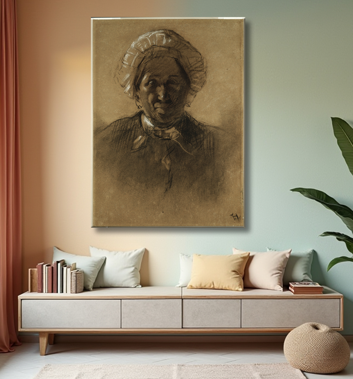 Reproduction Vieille femme de Henri de Toulouse-Lautrec avec decor