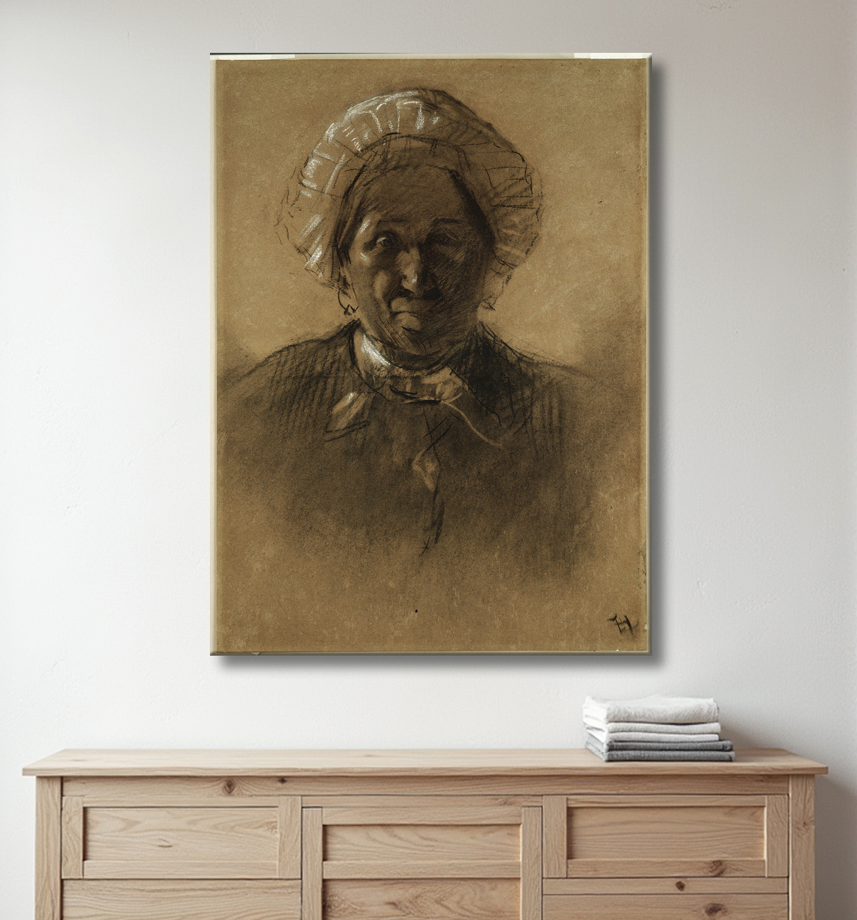 Reproduction Vieille femme de Henri de Toulouse-Lautrec avec decor