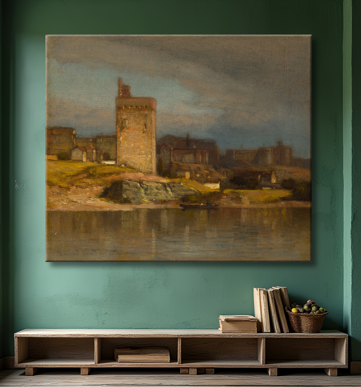 Reproduction Vieille tour à Avignon de Samuel Colman avec decor
