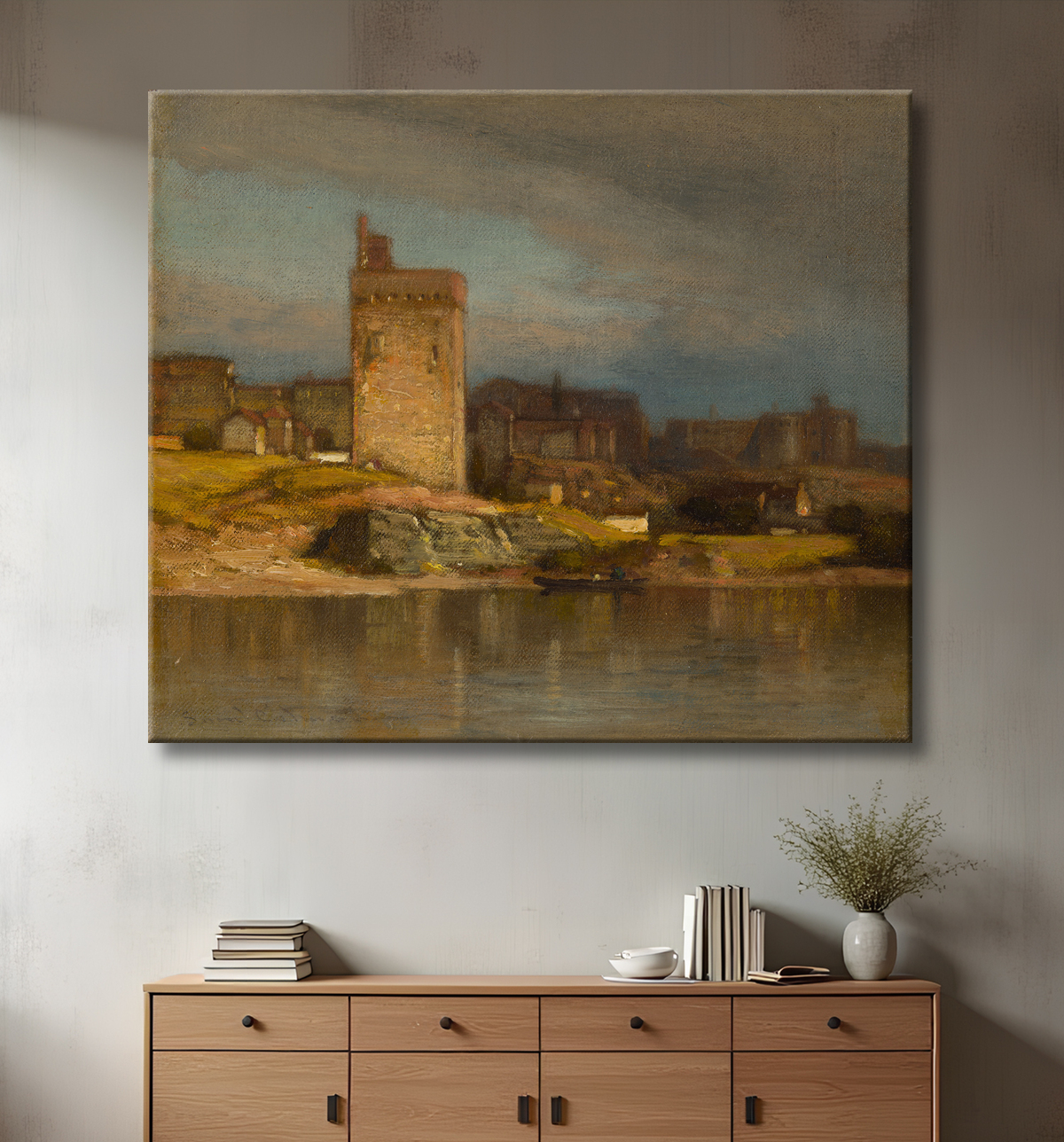 Reproduction Vieille tour à Avignon de Samuel Colman avec decor
