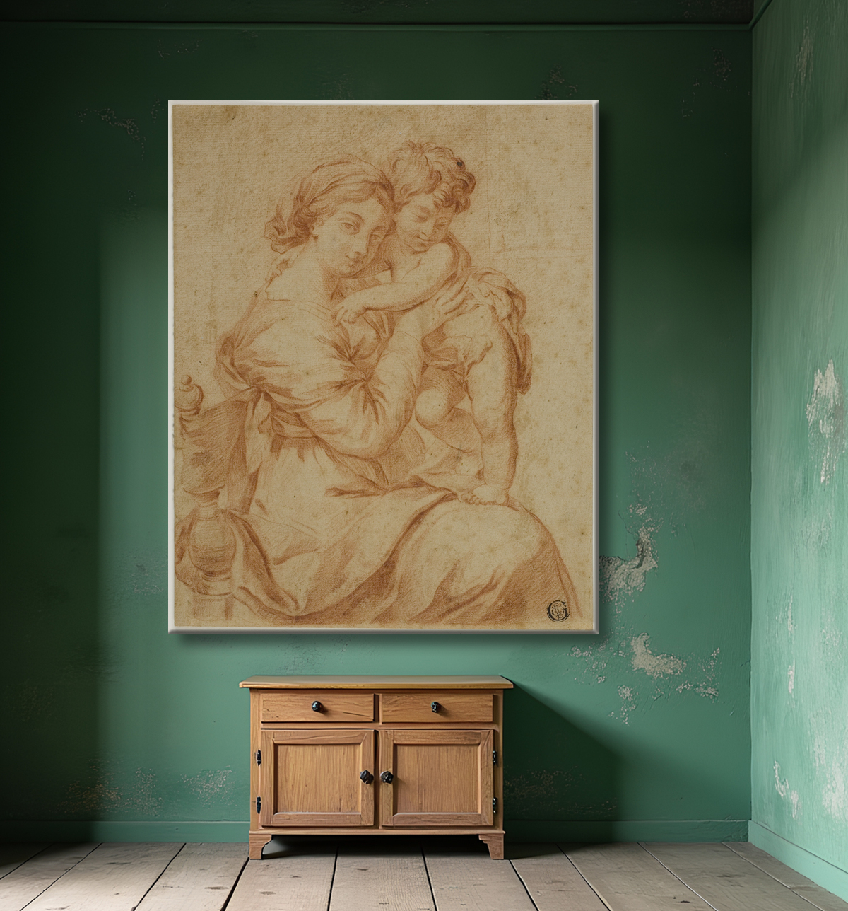 Reproduction Vierge à l'enfant de Pierre Mignard, I avec decor