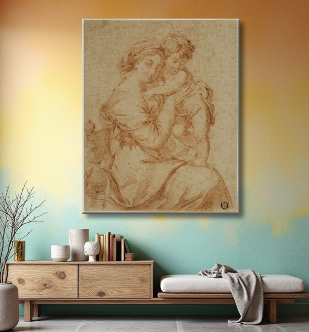 Reproduction Vierge à l'enfant de Pierre Mignard, I avec decor
