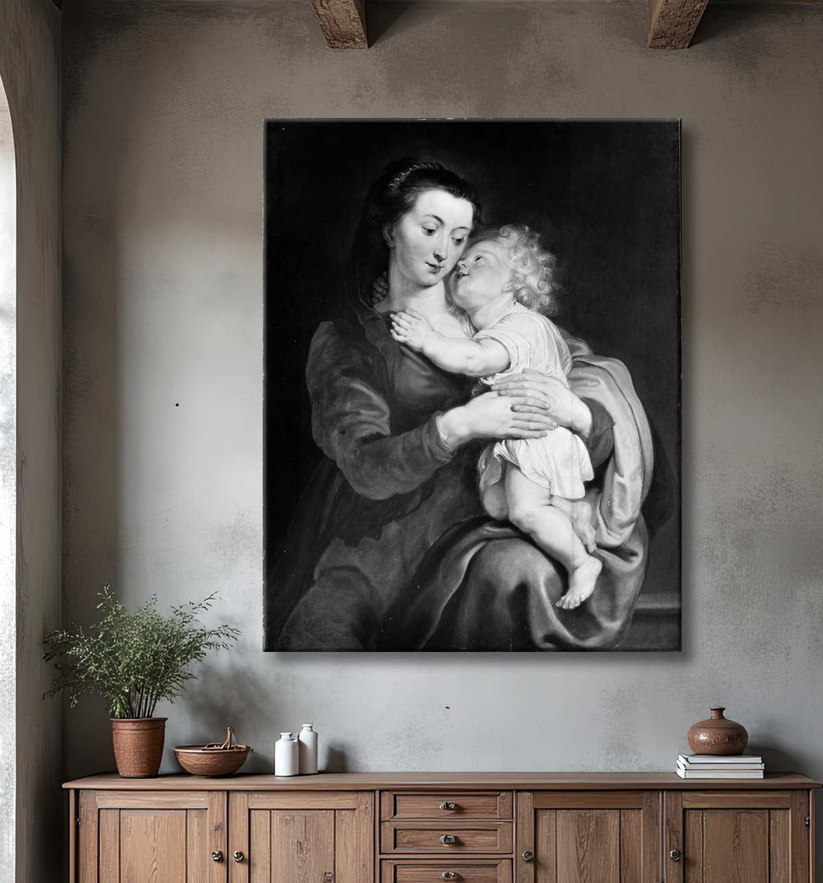 Reproduction Vierge à l'Enfant de Peter Paul Rubens avec decor