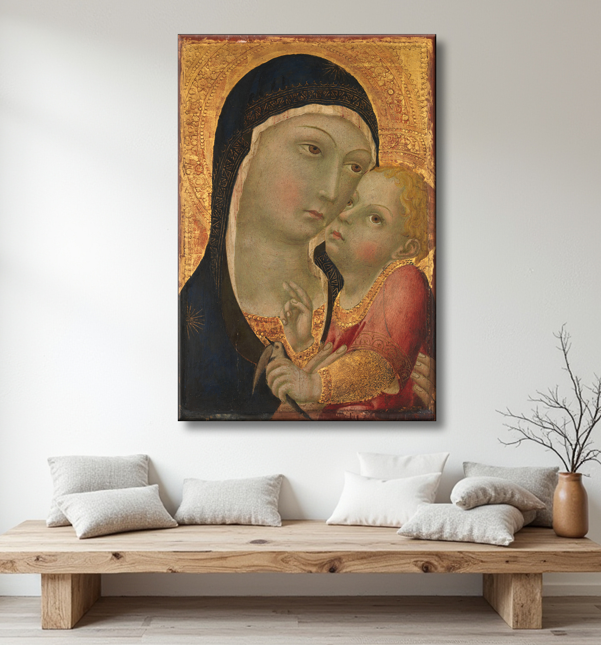 Reproduction Vierge à l'enfant de Sano di Pietro (Ansano di Pietro di Mencio) avec decor