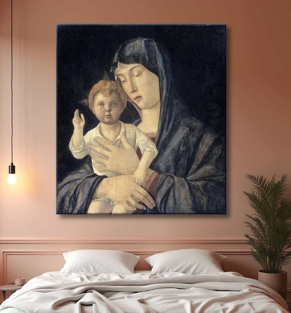 Reproduction Vierge à l'enfant de Giovanni Bellini avec decor
