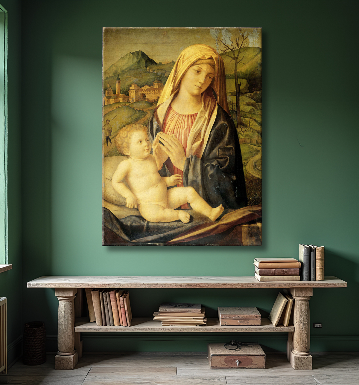 Reproduction Vierge à l'Enfant de Nicolò Rondinello avec decor