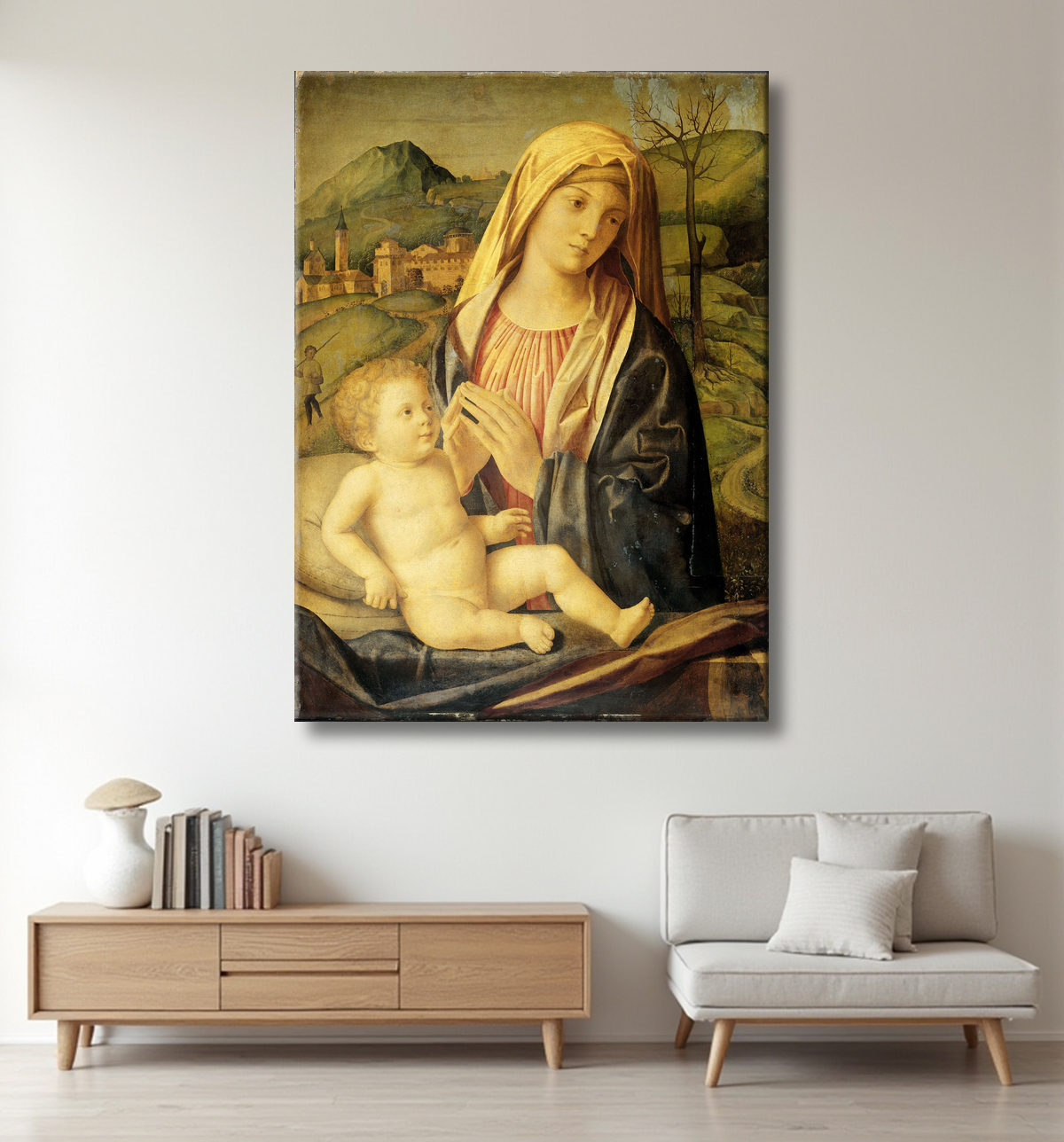 Reproduction Vierge à l'Enfant de Nicolò Rondinello avec decor