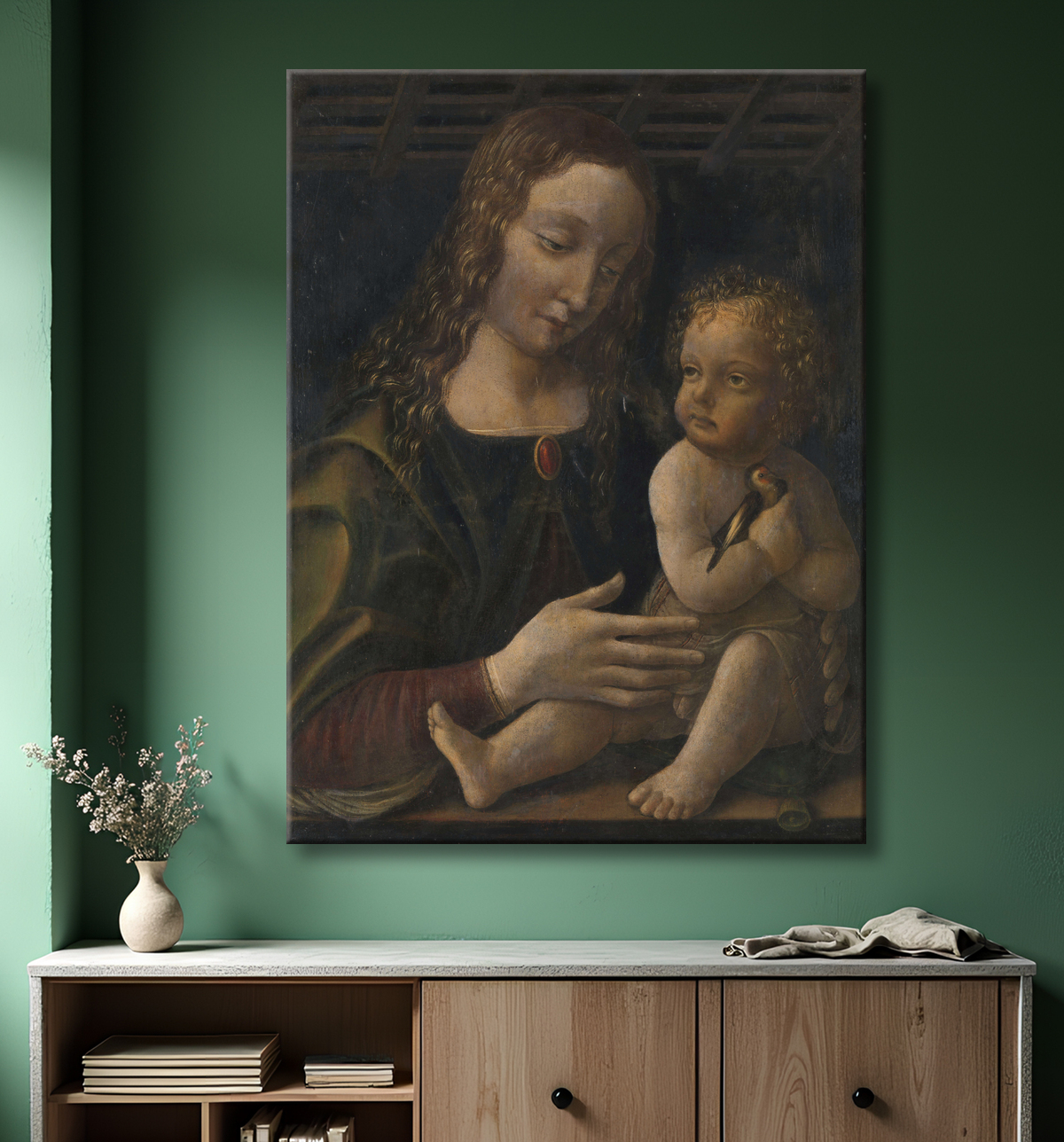 Reproduction Vierge à l'Enfant de Francesco Napoletano avec decor