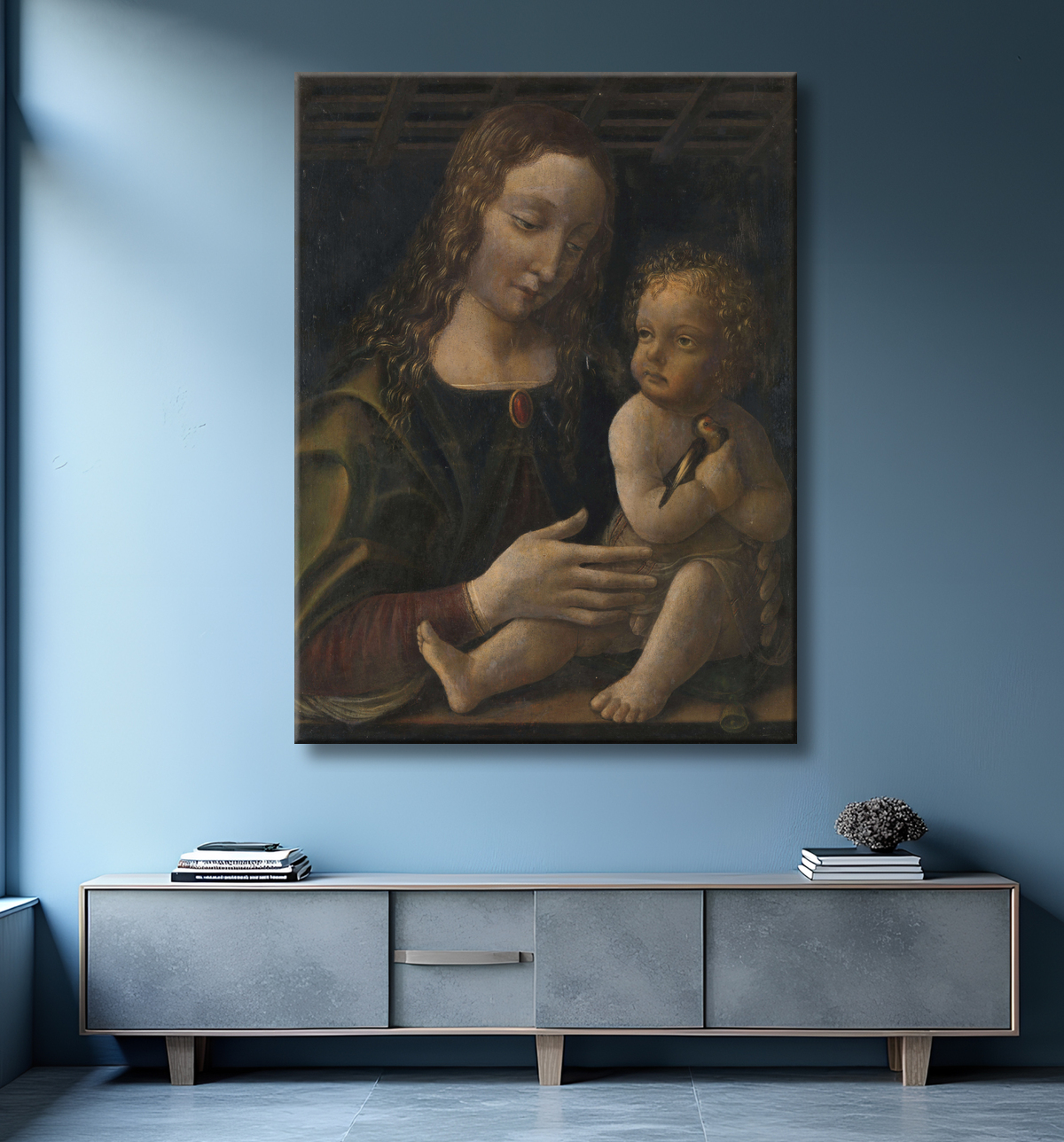 Reproduction Vierge à l'Enfant de Francesco Napoletano avec decor