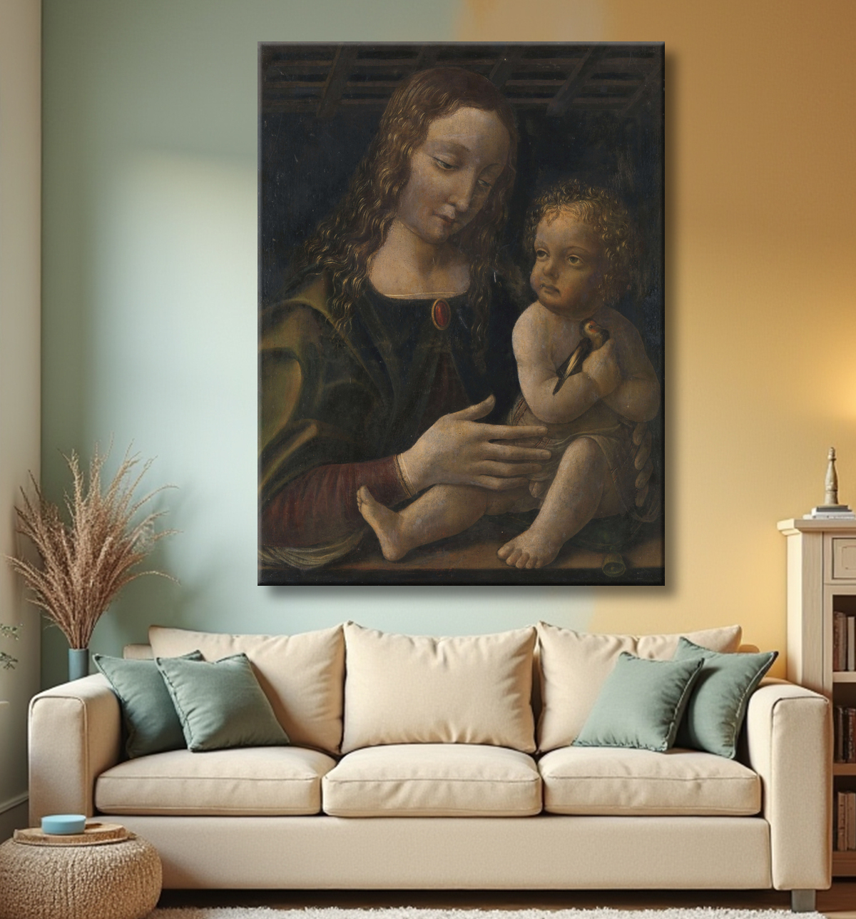 Reproduction Vierge à l'Enfant de Francesco Napoletano avec decor