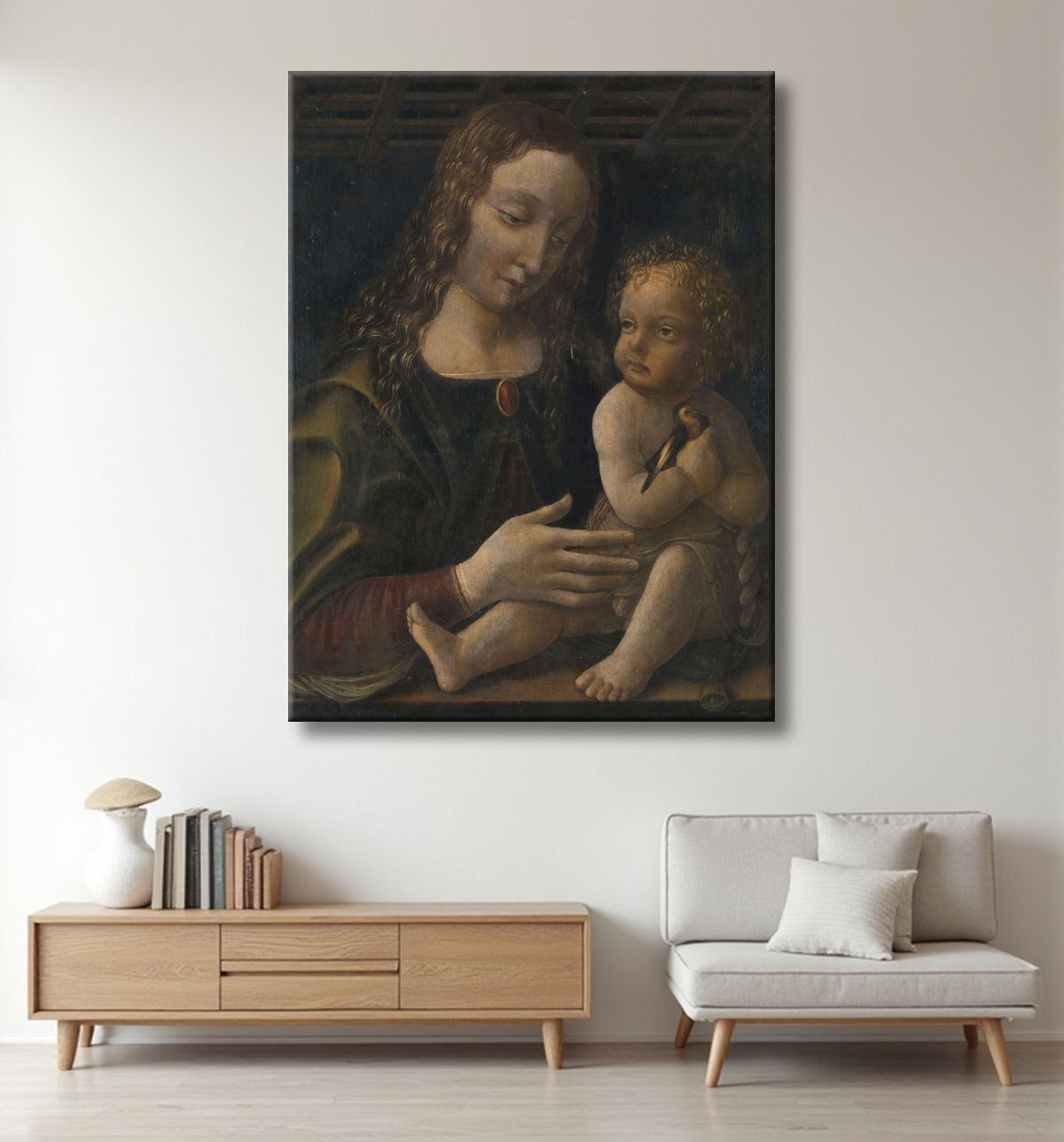 Reproduction Vierge à l'Enfant de Francesco Napoletano avec decor