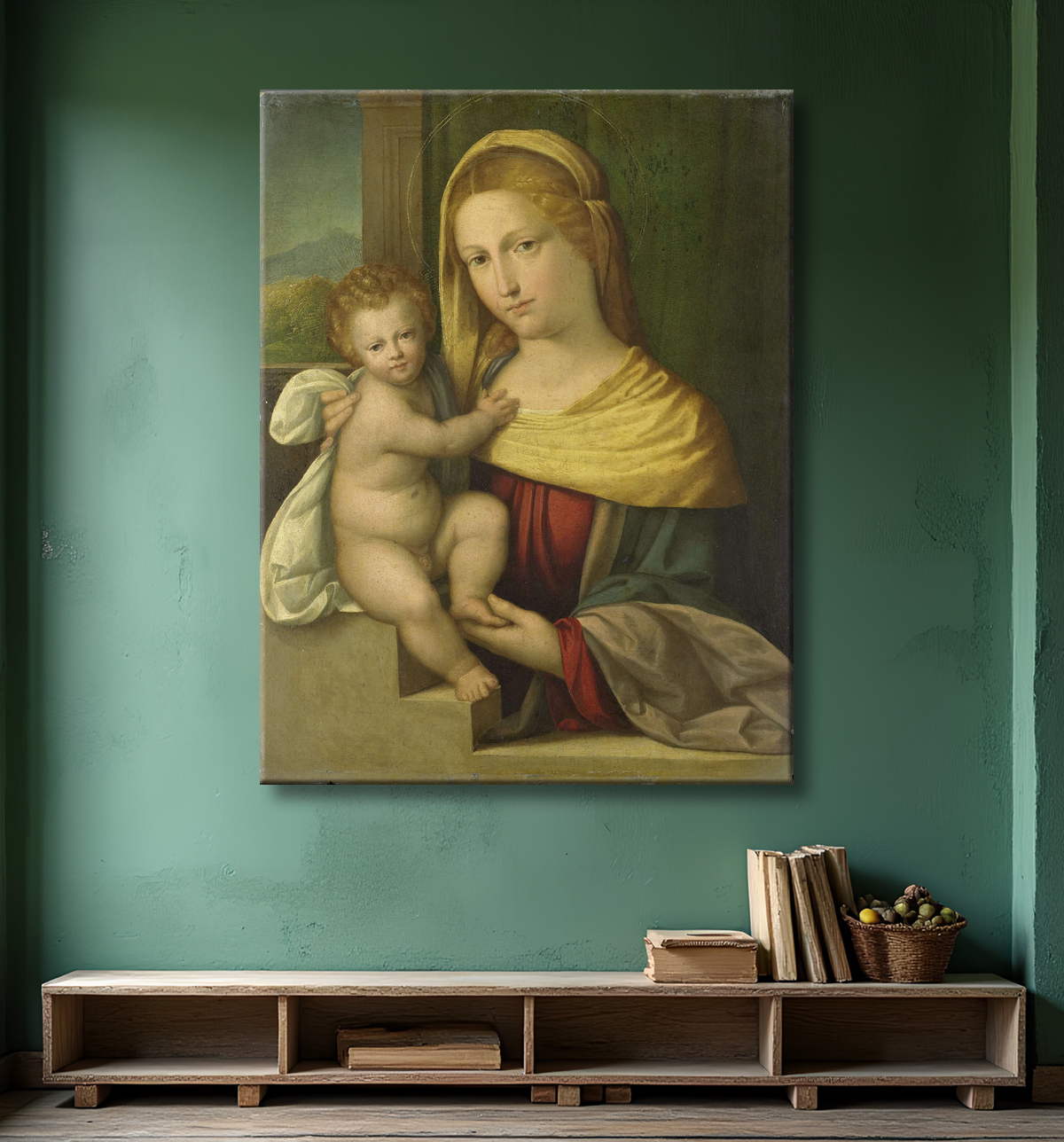 Reproduction Vierge à l'enfant de Garofalo avec decor