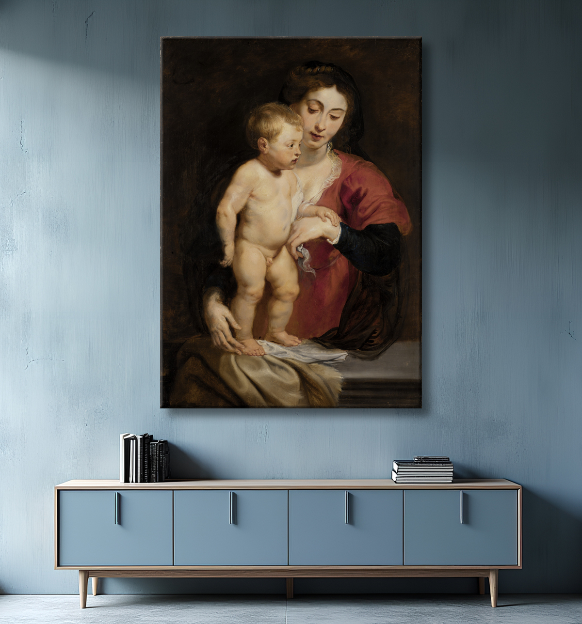 Reproduction Vierge à l'enfant de Peter Paul Rubens, Flemish, born Siegen, Germany 1577-died Antwerp, Belgium 1640 avec decor