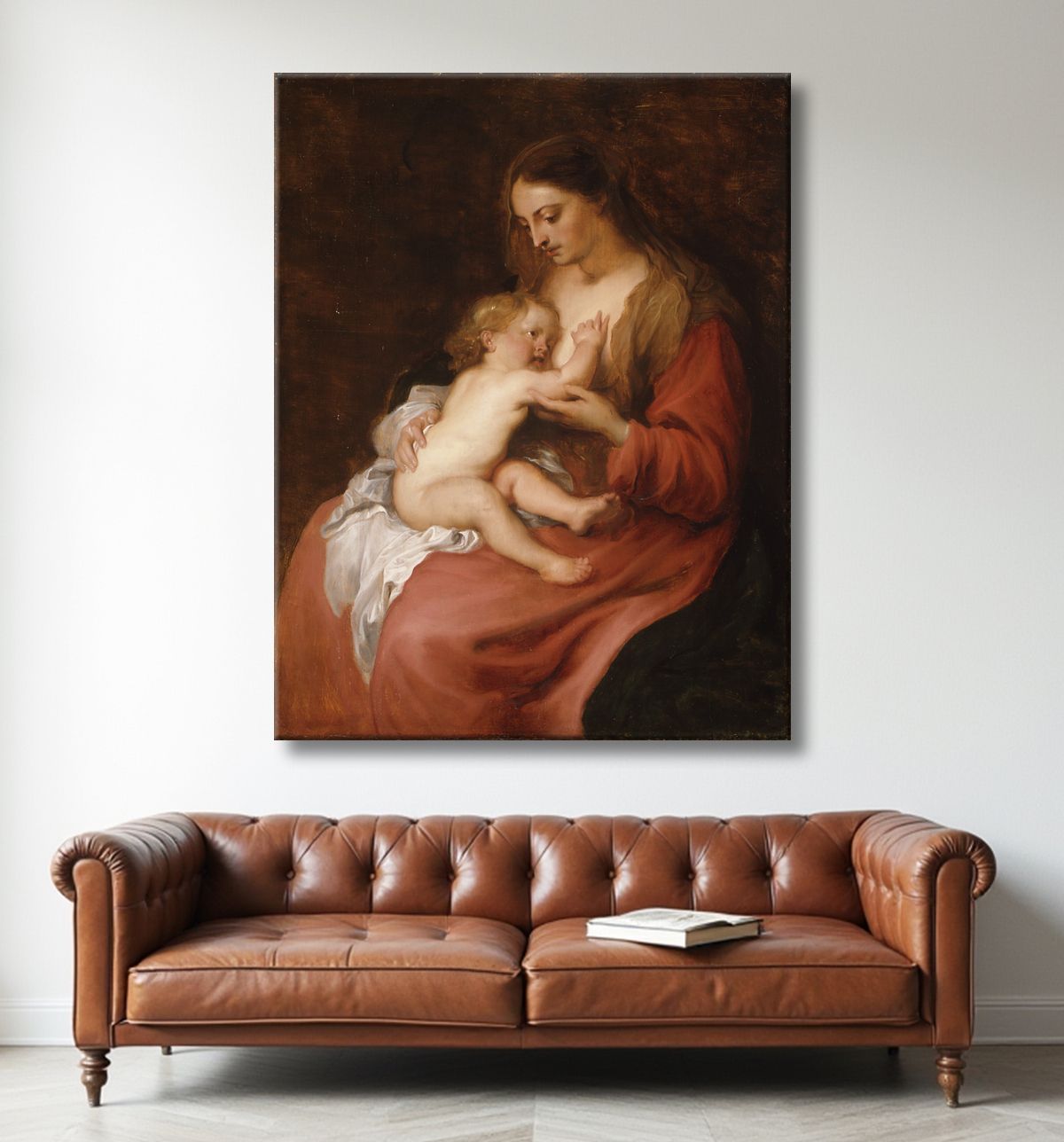 Reproduction Vierge à l'Enfant de Anthony van Dyck avec decor