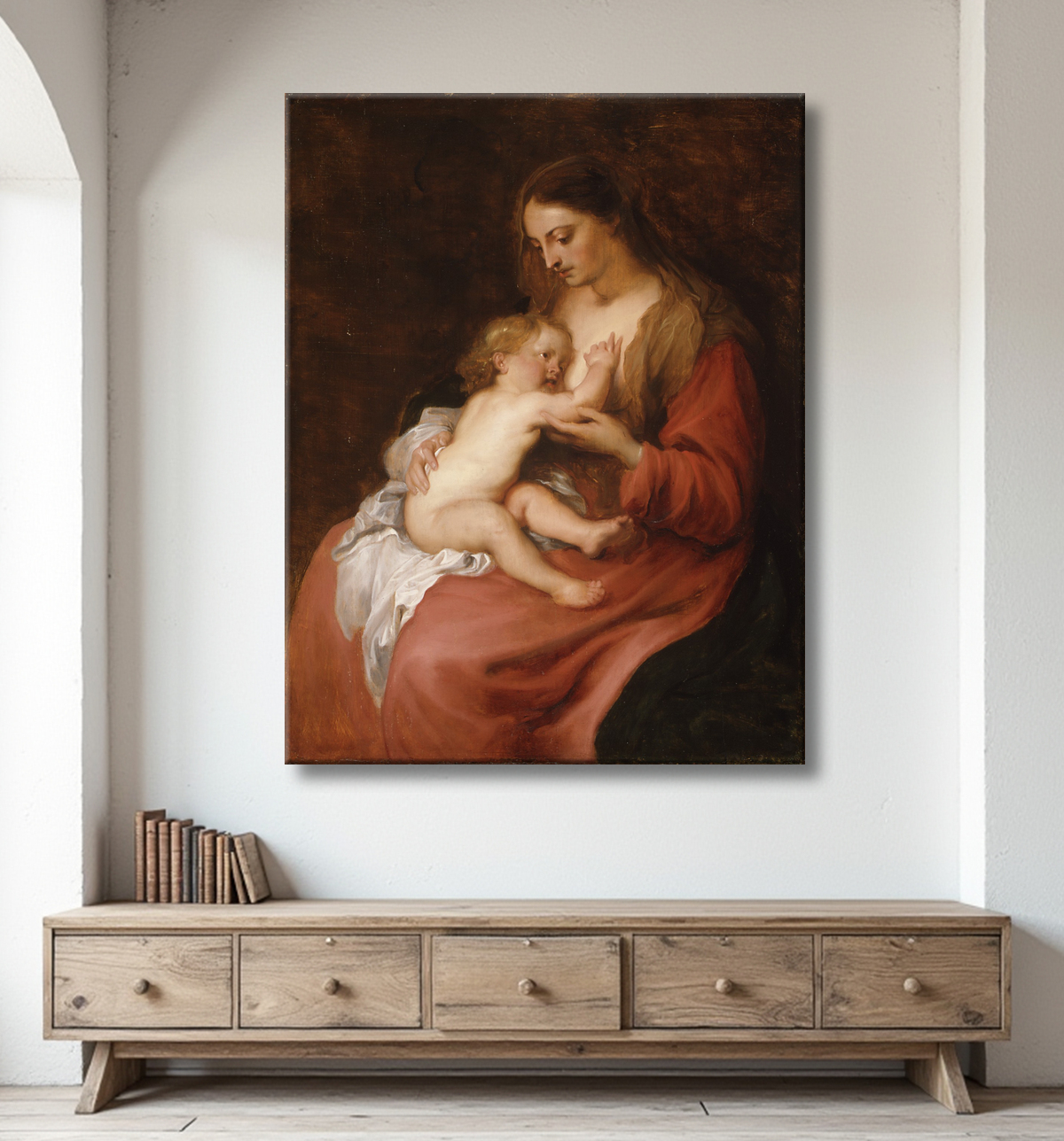 Reproduction Vierge à l'Enfant de Anthony van Dyck avec decor