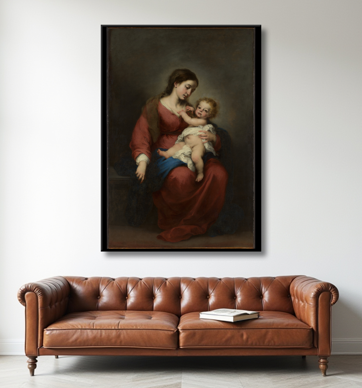 Reproduction Vierge à l'Enfant de Bartolomé Estebán Murillo avec decor
