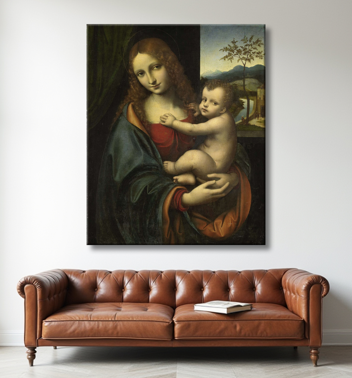 Reproduction Vierge à l'enfant de Giampetrino avec decor