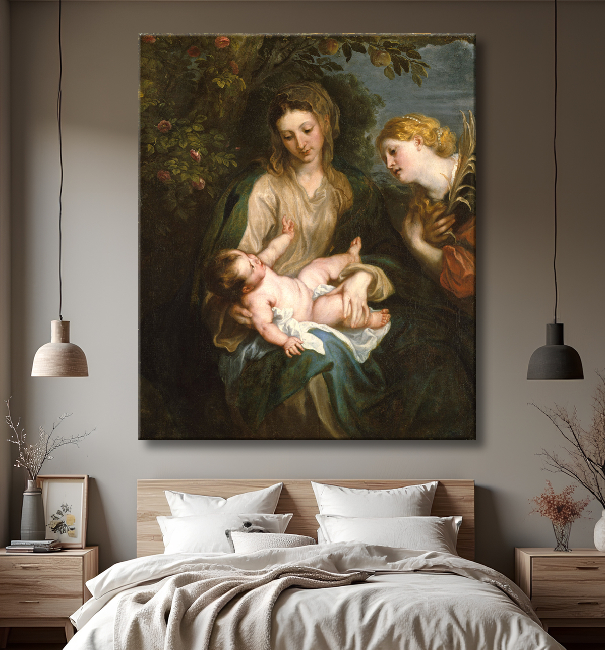 Toile premium fine art fabriquée en France ou affiche encadrée. Vierge à l'Enfant avec sainte Catherine d'Alexandrie...