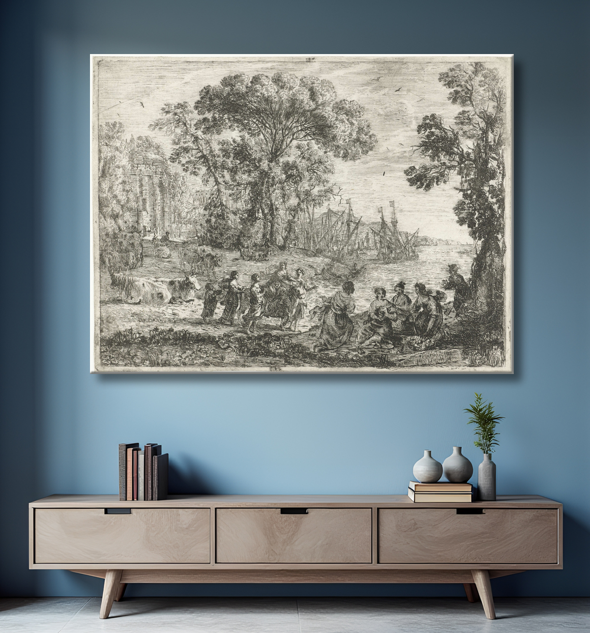 Reproduction Vol d'Europe de Claude Lorrain avec decor