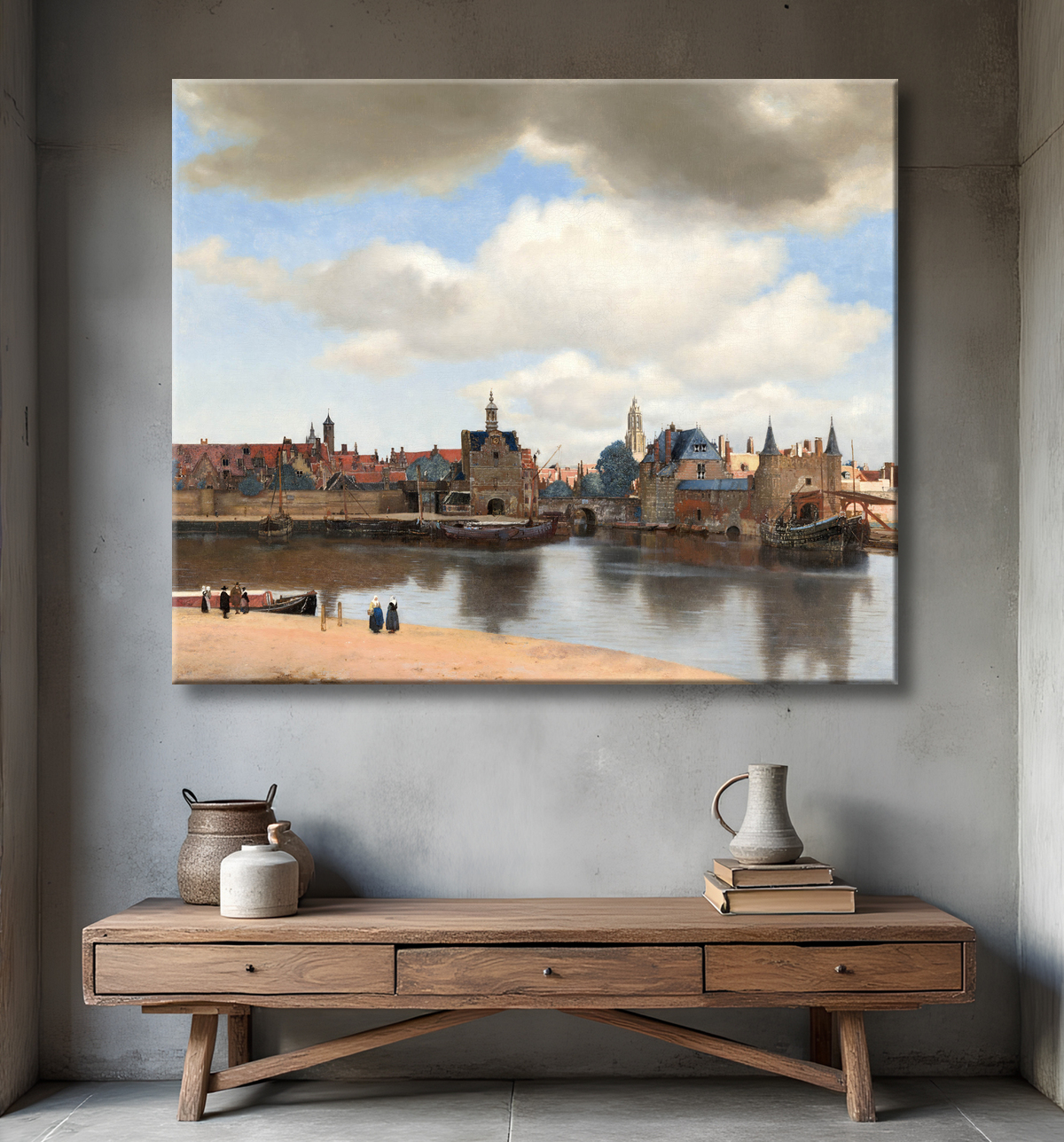 Reprodction Vermeer : Vue de Delft avec decor